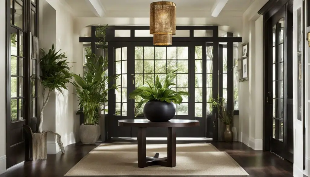 Entryway with balanced light and dark colors