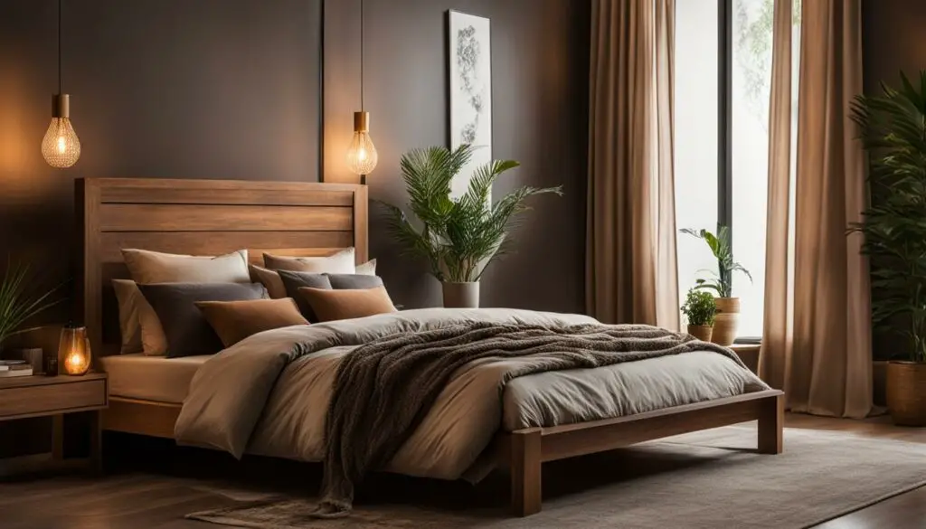bedroom with earth-tone color scheme