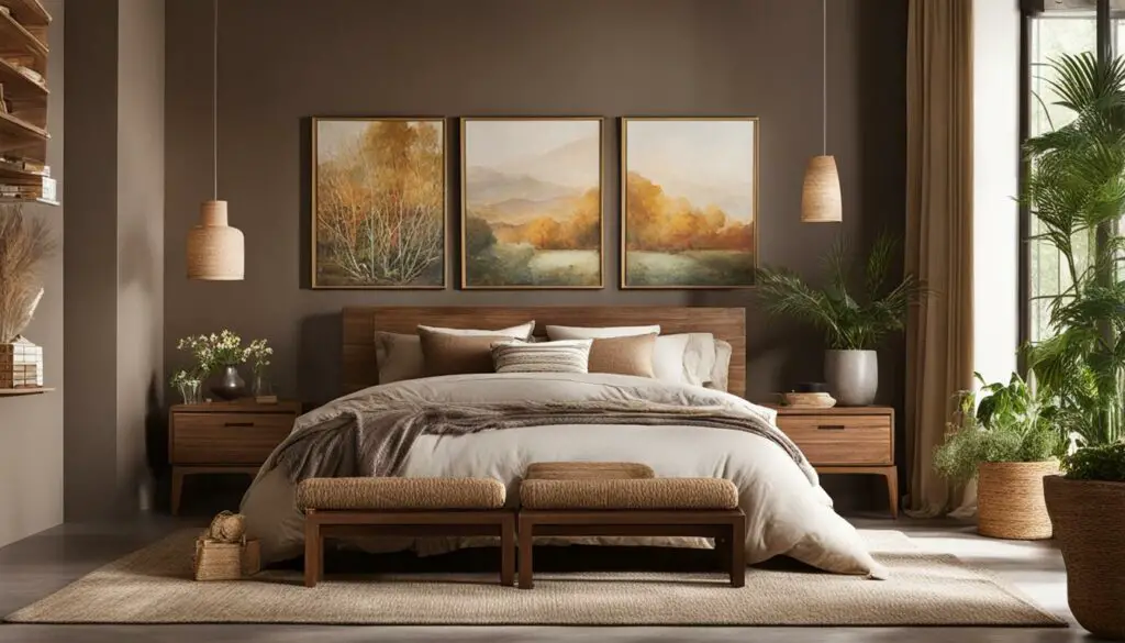 bedroom with earthy tones