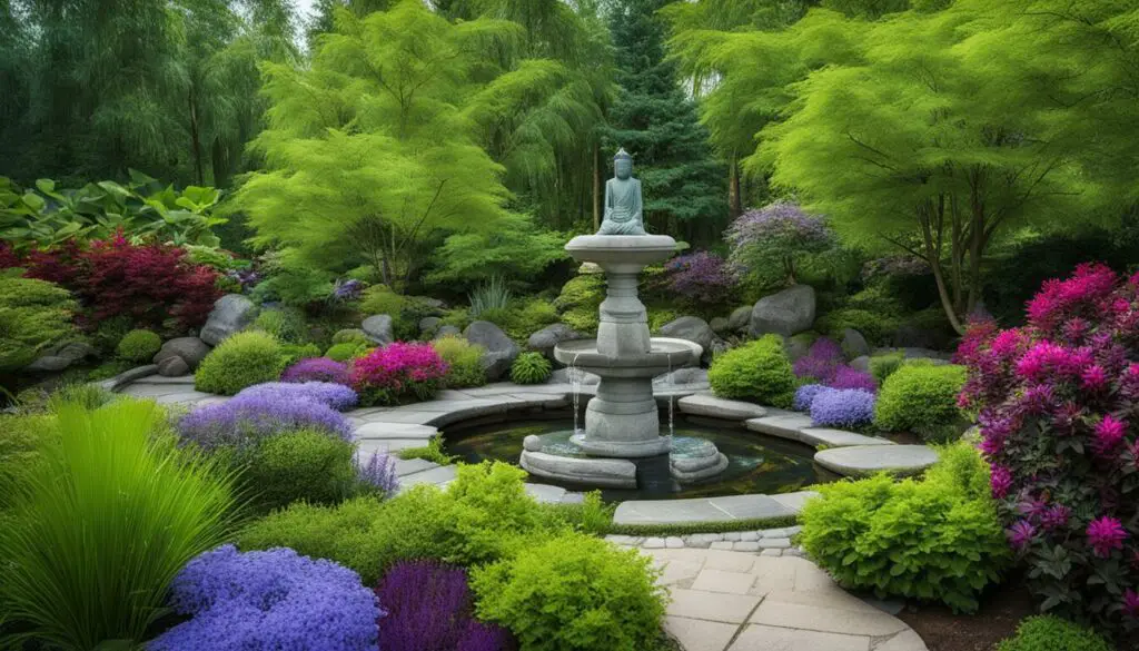 feng shui garden with decorations