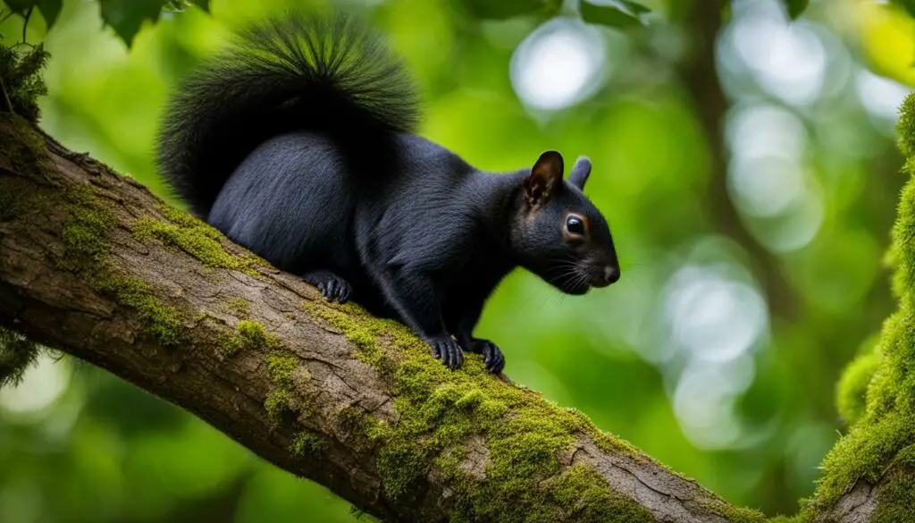 Black squirrel in a tree