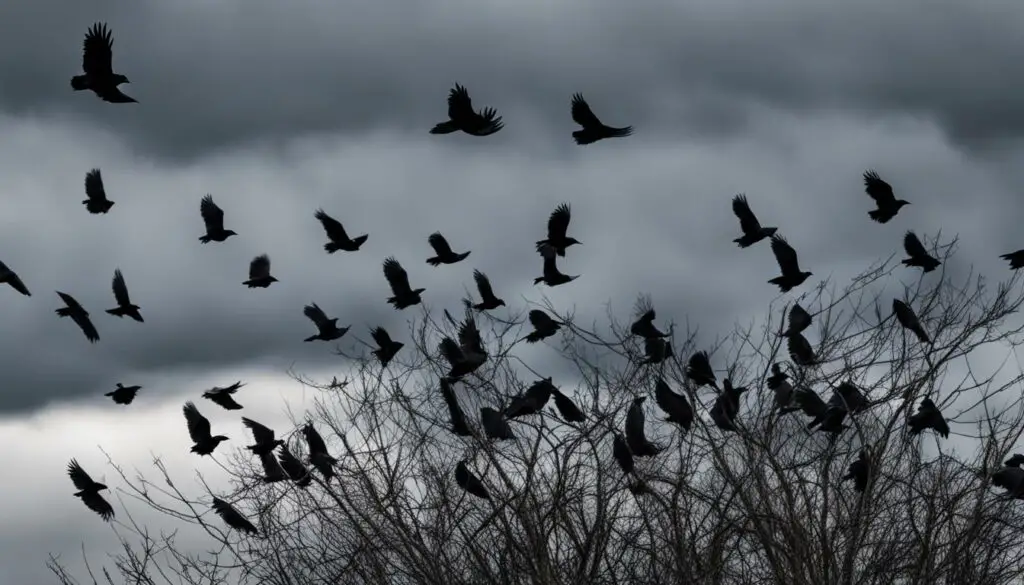 crows crossing your path