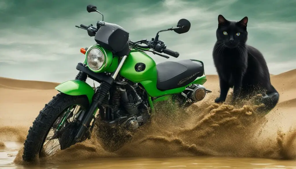 unlucky green motorcycle