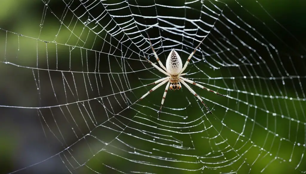 white spider in a web
